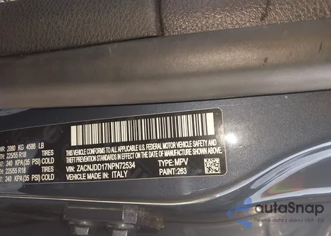 2022 Jeep Renegade Limited 4X4 z USA, uszkodzony, nr VIN ZACNJDD17NPN72534